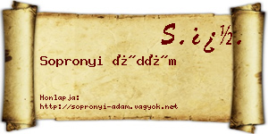 Sopronyi Ádám névjegykártya